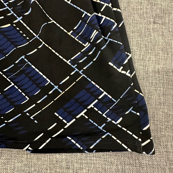 White House Black Market Faux Wrap Dress XXS Black Blue White Elastic Waist - Picture 11 of 12